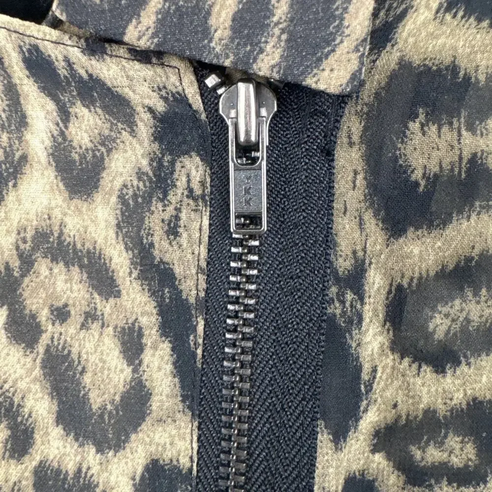 The Kooples Silk Leopard Print Asymmetric Zip Blouse Women's S French Designer - Picture 4 of 9